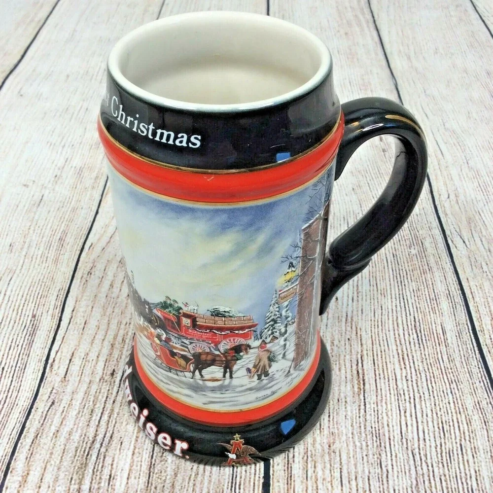 1992 Budweiser Holiday Beer Stein "A Perfect Christmas" Clydesdale Horses #12306 - Picture 5 of 9